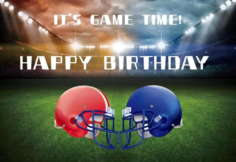 Football Field Backdrop Happy Birthday Game Time Boys Kids Newborn Children Background Auditorium Light Bowl Night Spotlight