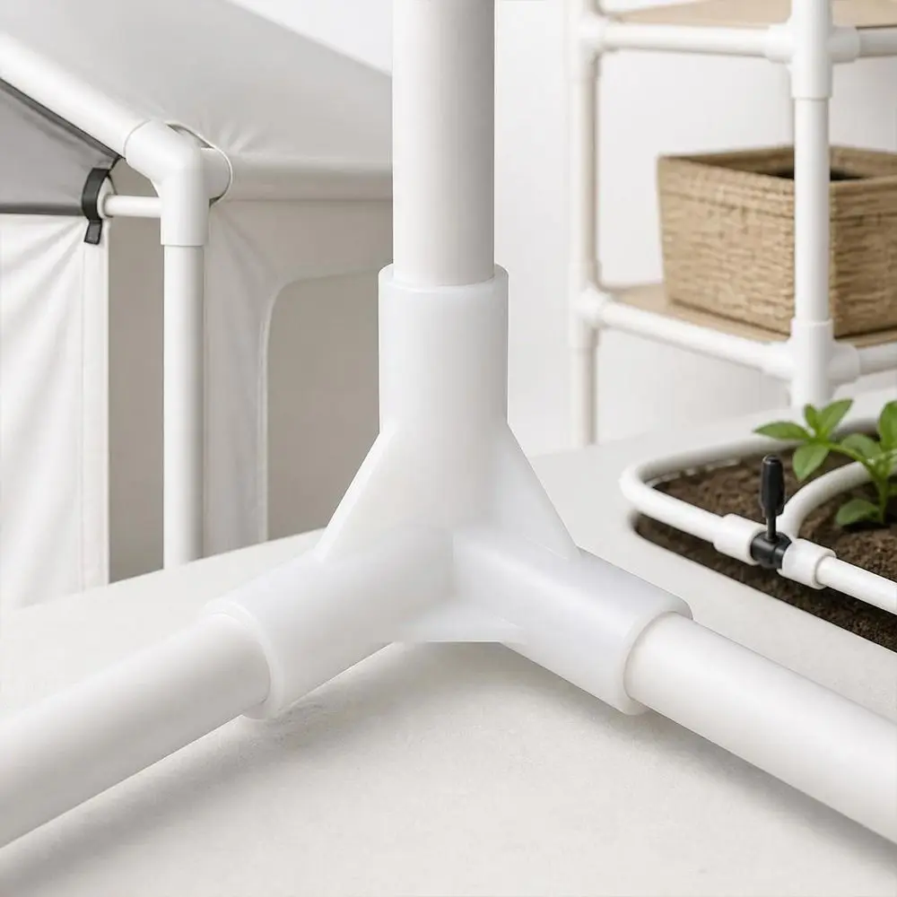 5pcs New 8mm Plastic Pipe Joint Connector White Black Two way 90 Degree Tee Way Elbow Connector Plant Support Tent Fixed Joints