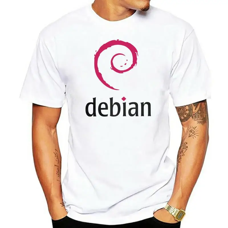 Debian Linux Tshirts Men Vintage Premium Cotton Tees Crewneck Fitness T Shirts Party Streetwear