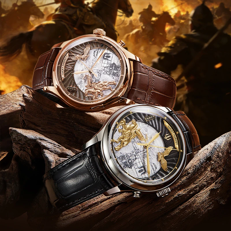 

Lucky Harvey Genghis Khan Automatic Watch CAL.LH003 Titanium Case Sapphire Crystal Hour Chime Mechanical Men's Wristwatch