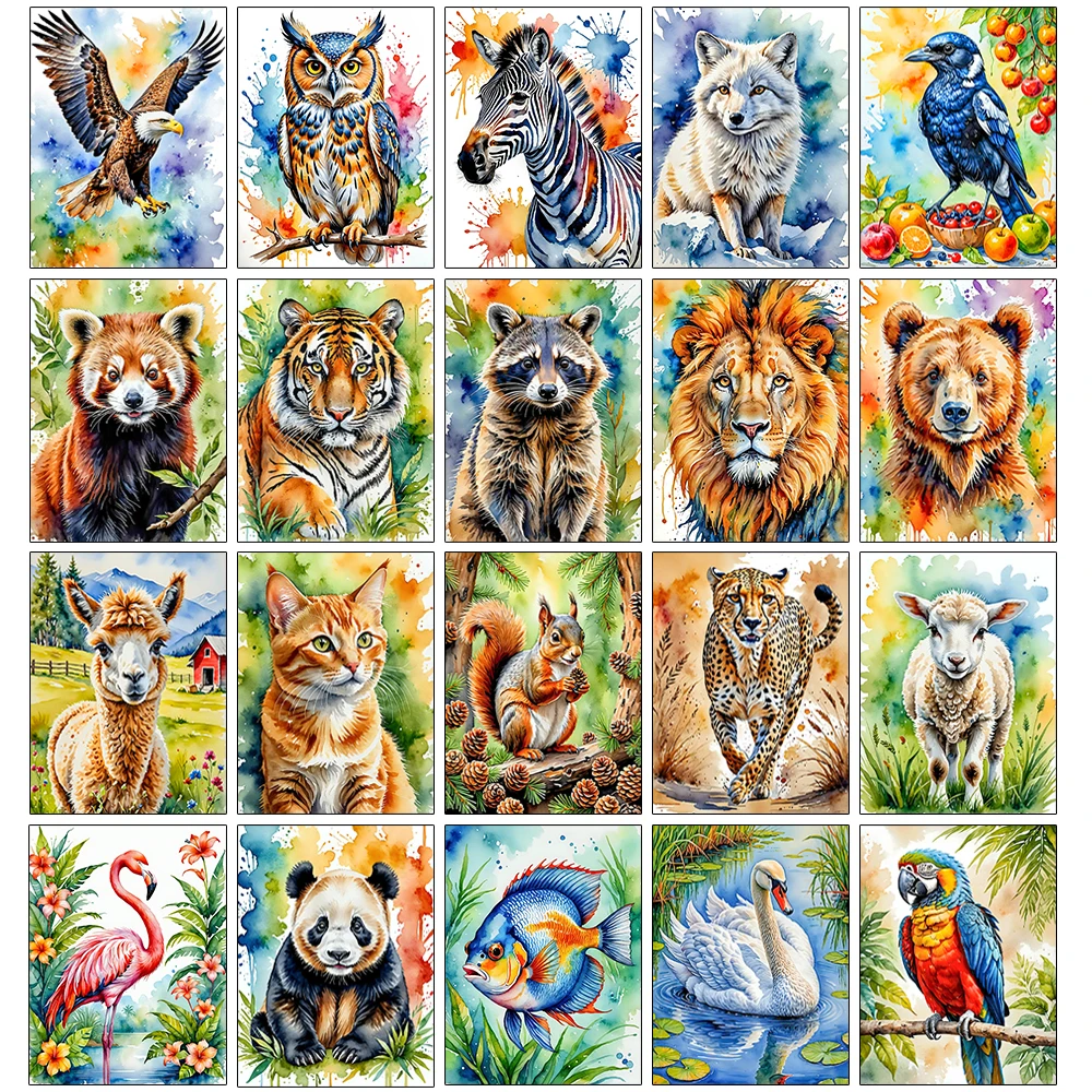 Watercolor Animal Series Canvas Painting Decoration Eagle Gift  Ideal for Living Room, Bedroom, Dining Room, Office Decor