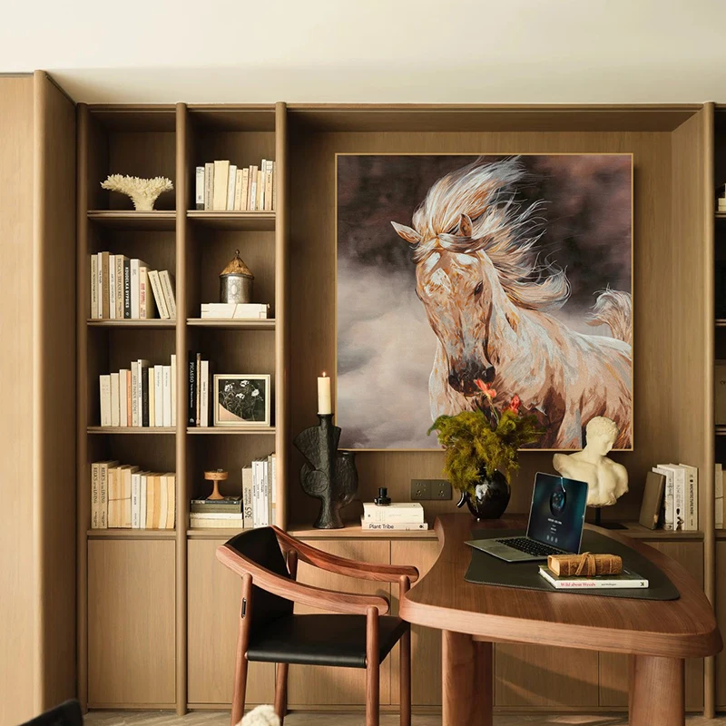 

'Galloping Steed' Horse Art Painting Suzhou Embroidery Wall Mural 100x100cm Large Size Decorative Print for Room Decor