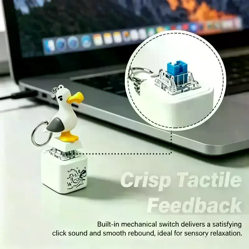 Funny Cute Seagull Shaped Fidget Keyboard Fidget Toys Keychain Finger Button Clicker Decompression Toys