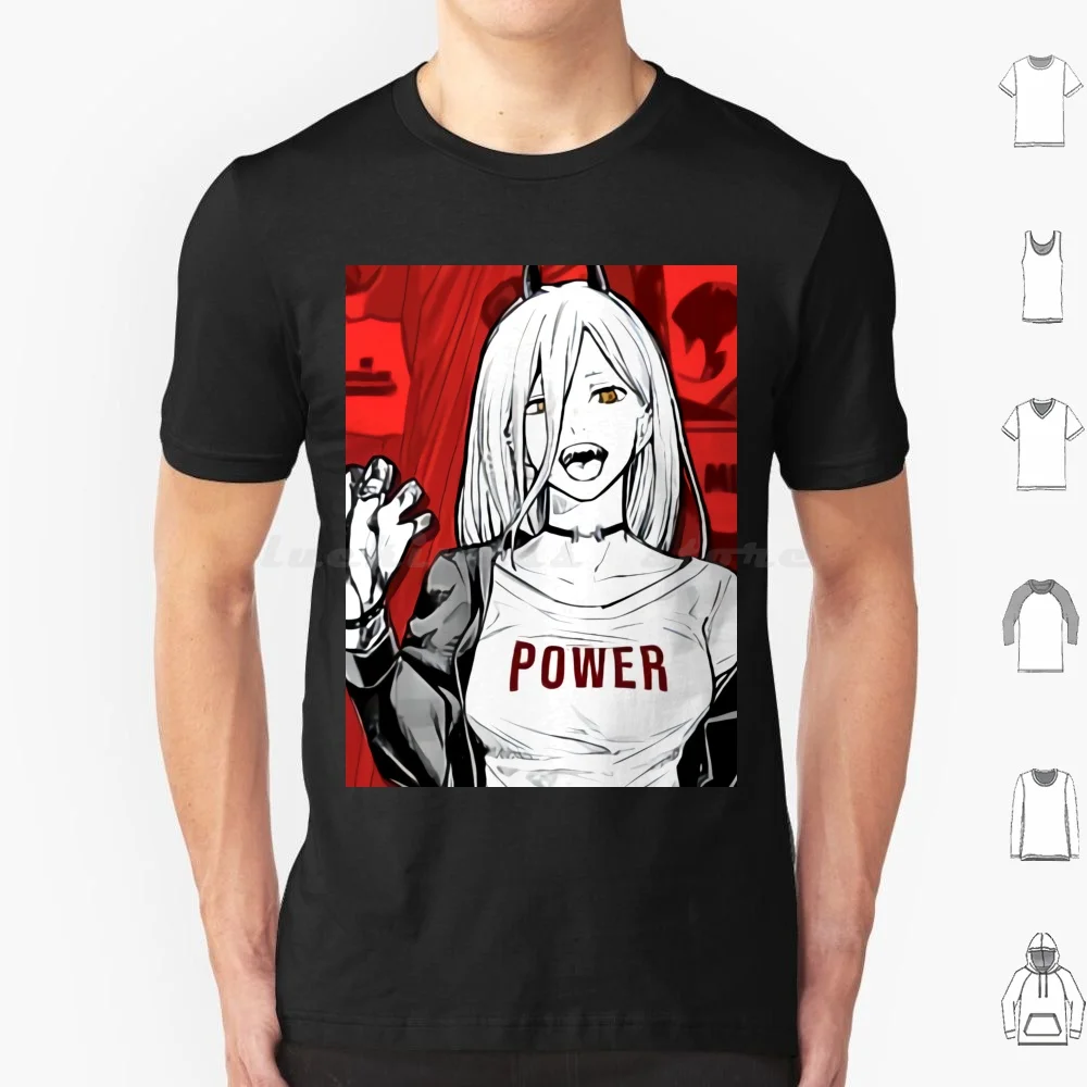 Power T Shirt Big Size 100% Cotton Pochita Hi Hello Monster Devil Dog Pet Anime Denji Manga Csm Black