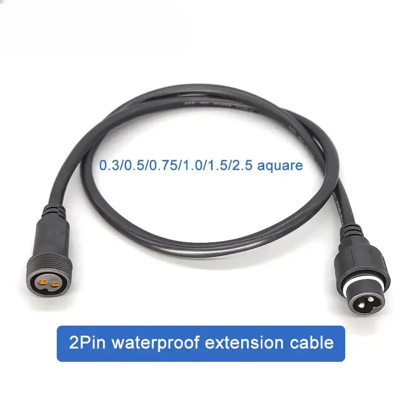 Waterproof 2Pin Extension Cable Male To Female 0.3/0.5/0.75/1.0/1.5/2.5 Square Plug Outdoors LED Connector 10M Lamp Power Cord