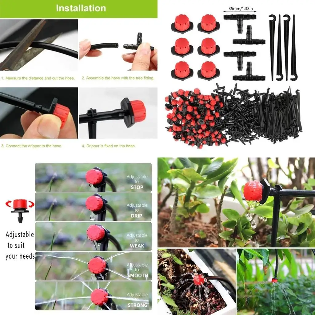 300Pcs Automatic Cooling Irrigation Drip System Automatic Set for Garden Lawn X3UC