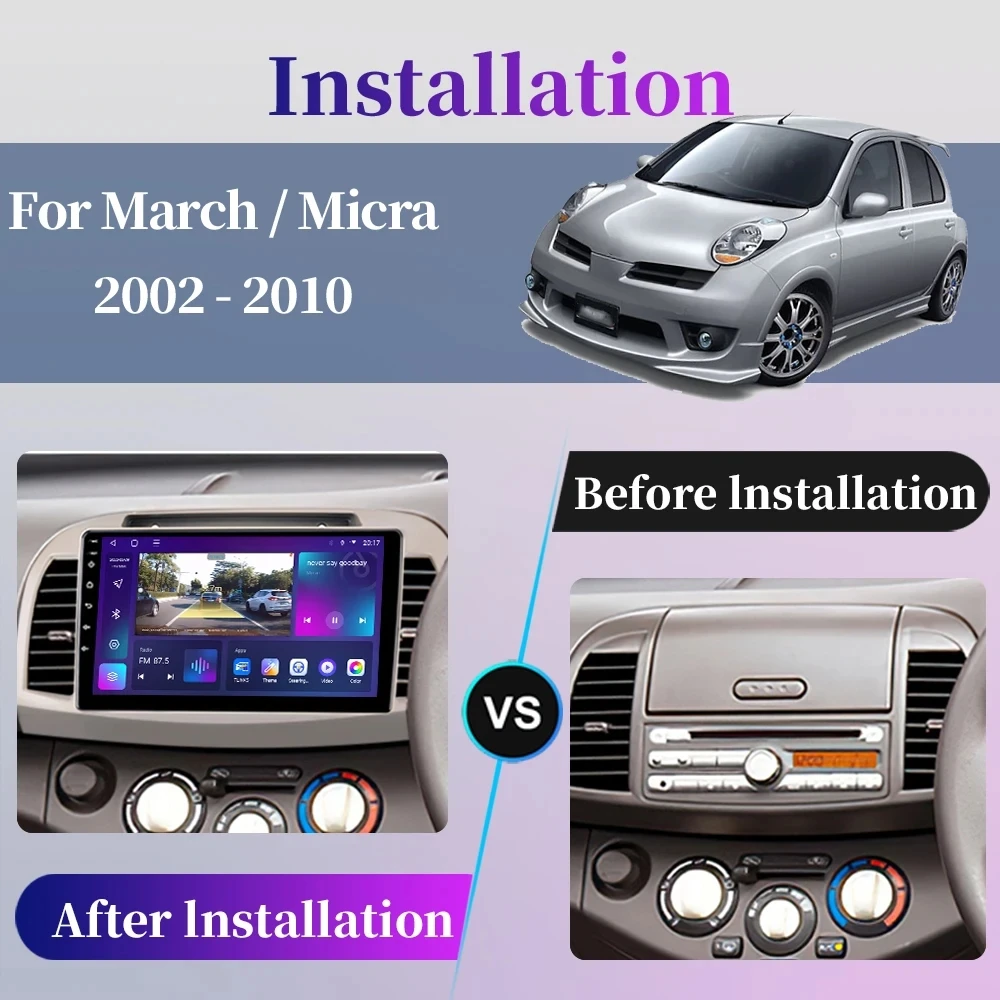 Android 13 For Nissan March Micra K12 2002-2010 Multimedia Car Radio Stereo WIFI Wireless Carplay Android Auto Navigation 4G BT