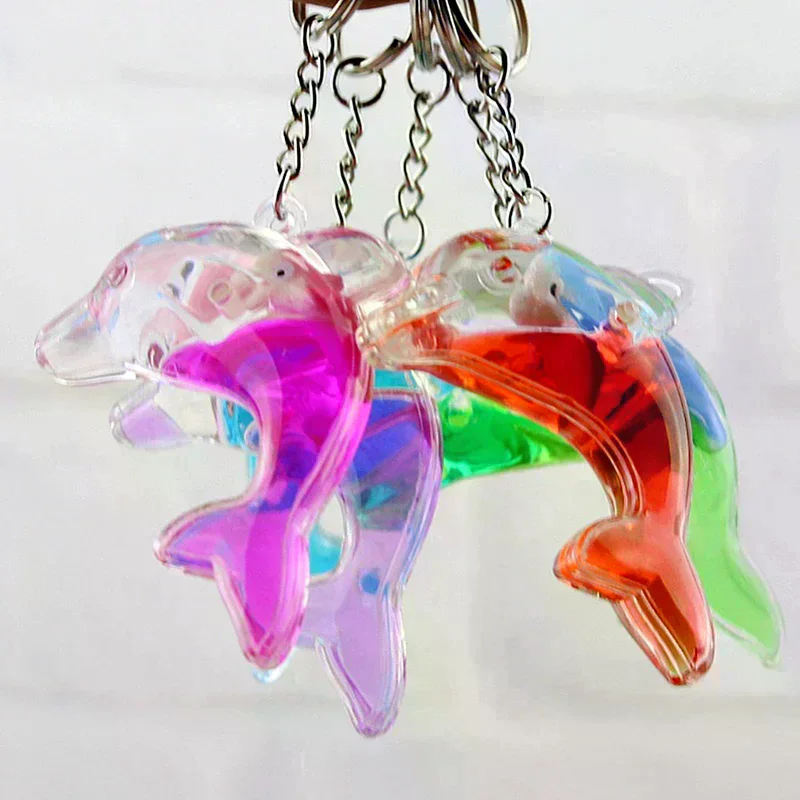 Floating Dolphin Keychain For Car Keys Ring Cute Whale Ocean Pendant Accessories Women Bag Charms Pendant Gift