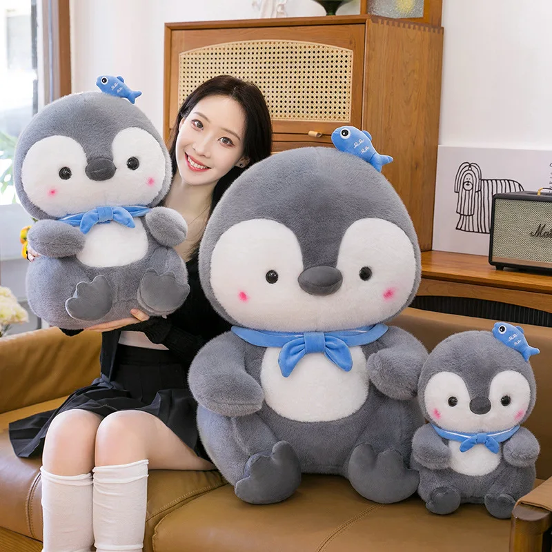 

25-45 см мультяшный пухлый пингвин с нагрудником, плюшевые игрушки, мягкая пушистая подушка с животными, детские куклы для девочек, подарки, декор