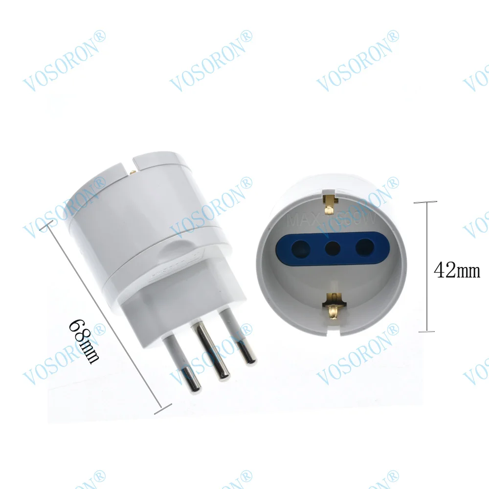 Enchufe europeo de la ue a italia, adaptador de corriente estándar, convertidor de viaje de 10A, ca 110 ~ 250V