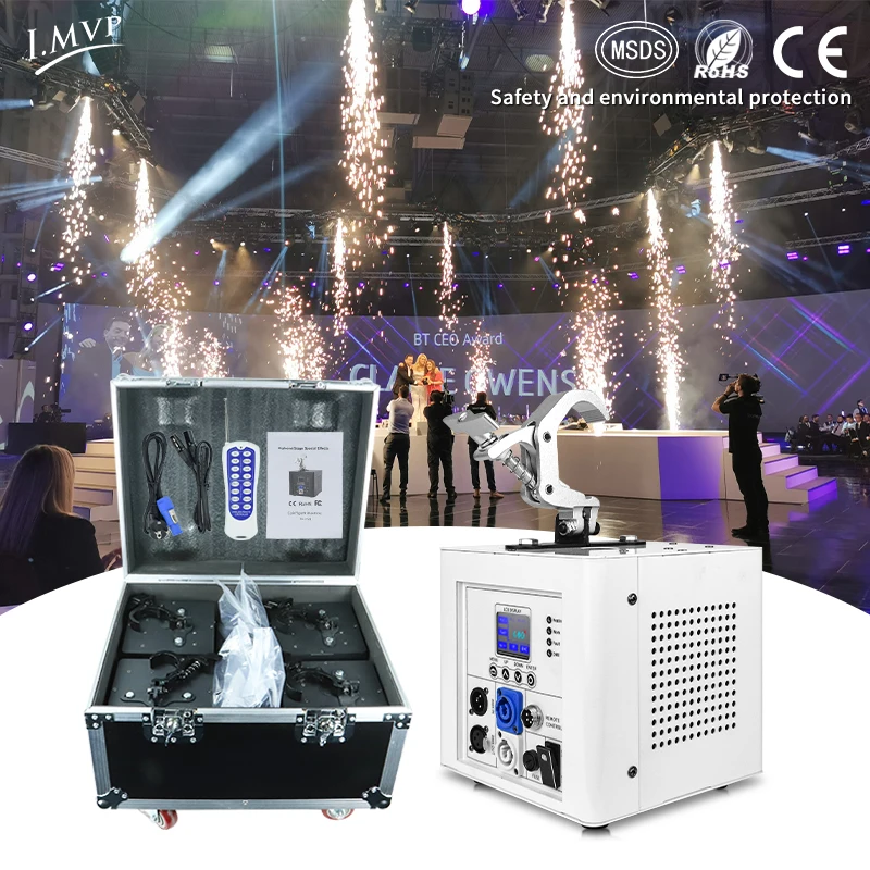 

4pcs/lot DMX Remote Cold Fireworks Fountain Sparkler Machine 600W Cold Spark Machine For DJ Wedding Stage Effect With Flightcase