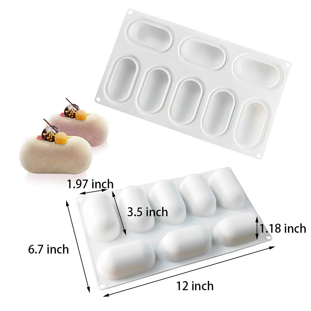 8-Cavity Silicone Molds 3D Pillow Shape Dessert Mould for Mousse Cake Chocolate Pastry Jelly Cheesecake Baking Accessories