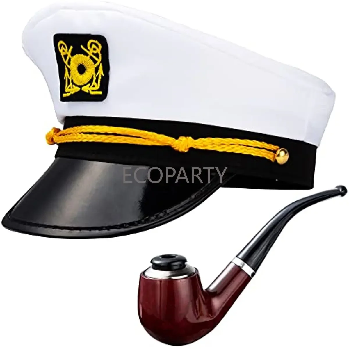 Kapitänshut-Kostümzubehör-Set, Matrosenhut, Bootskapitänshut mit gefälschter Pipel, Meereskappe, marineblaues Kostümzubehör, thematische disfraz