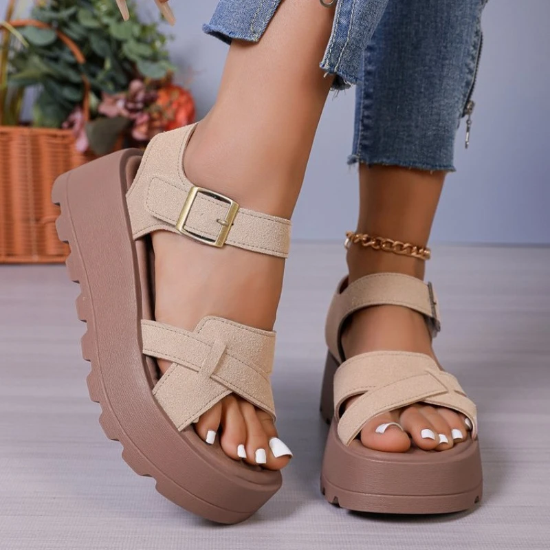 Retro Sandals Summer 2026 New Small Tall Platform Casual Roman Women's Shoes