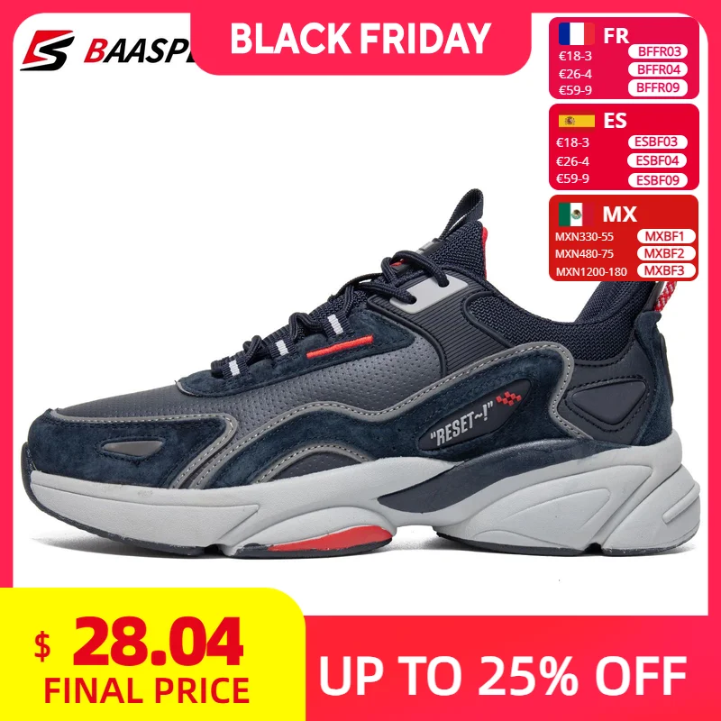 

Мужская обувь Baasploa, легкие мужские дизайнерские кожаные повседневные кроссовки для бега, мужская уличная спортивная обувь на шнуровке, теннис