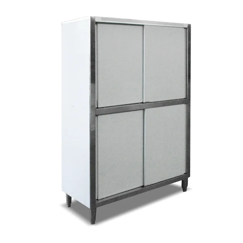 4-door stainless steel high cabinet with adjustable shelves for kitchen pantry