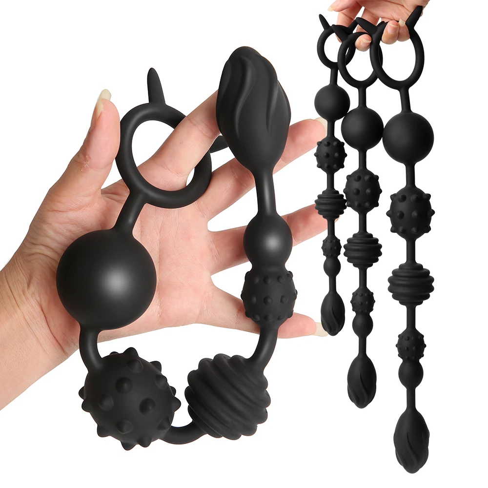 Anal Bead Silicone Butt Vaginal Plug Ring for Men Women Anal Chain with 6 Balls Adults Erotic Sex Toys Prostate Massage