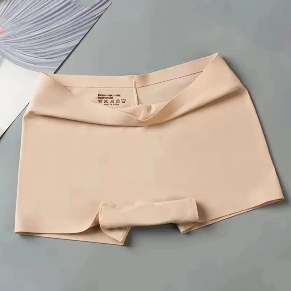 여성 안전 팬츠 고탄력 단색 아이스 실크 심리스 미드웨이스트 속건 스커트 이너 숏츠 요가 숏팬츠