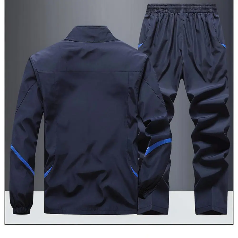 New Mens Sportswear Set Spring Autumn Stand Collar Jacket Pants Casual Fitness Training Running Activewear Two Piece Suit