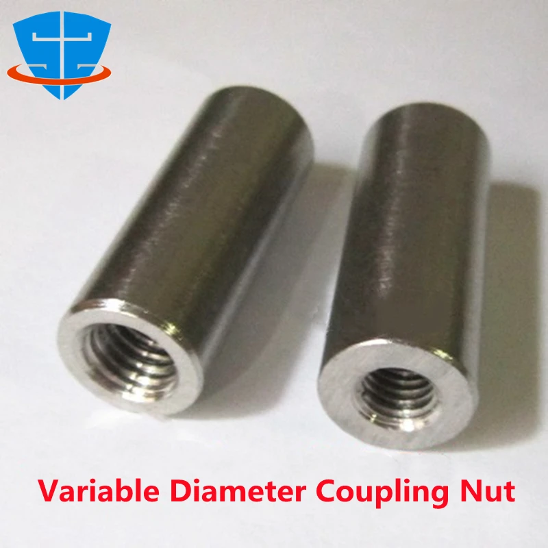 2pcs M4 M5 M6 M8 M10 304 Stainless Steel Variable Diameter Round Coupling Nut Internal Thread Cylindrical Joint Nut Transfer Nut