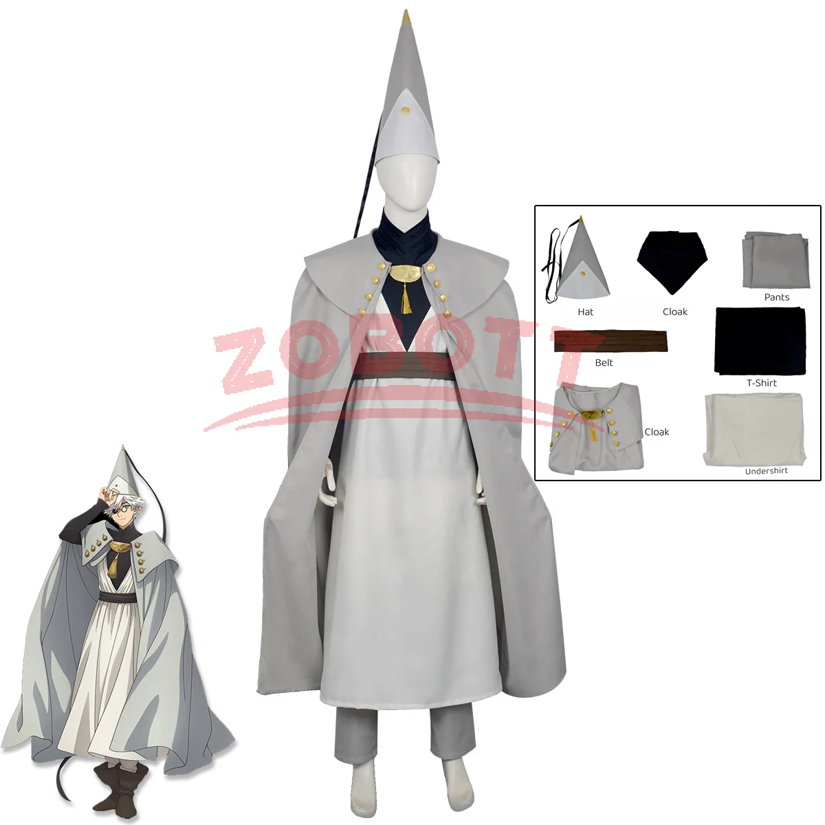 Anime Qifrey Cosplay Kostüm Herren Fantasy Umhang Hut Kleidung Magische Werkstatt Spitze Mütze Rollenspiel Halloween Karneval Party Outfit