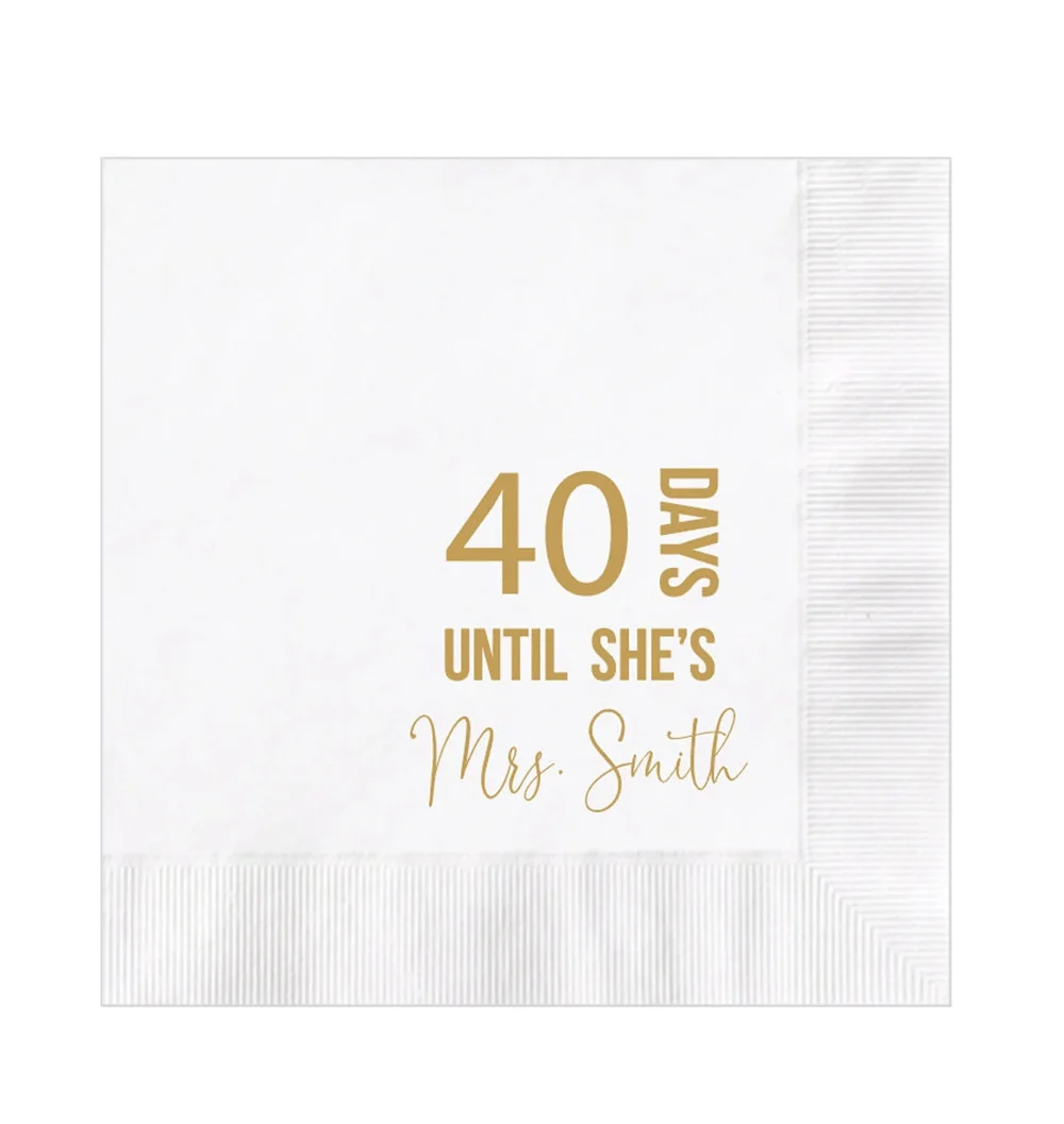 50PCS Personalized Napkins Bridal Shower From MISS to MRS Custom Printed Monogram Napkins The Future Mrs Countdown Wedding Days