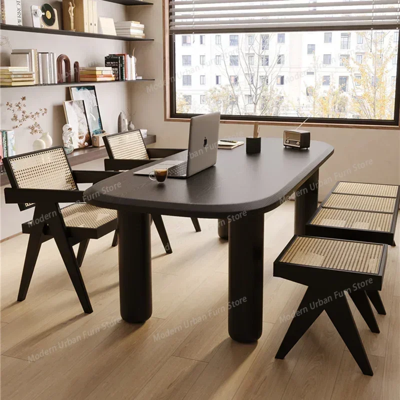 

Скандинавский обеденный стол из массива дерева, современный черный минималистичный стол для ресторана, простой дизайн, мебель для дома, Tavolo Pranzo FYDC