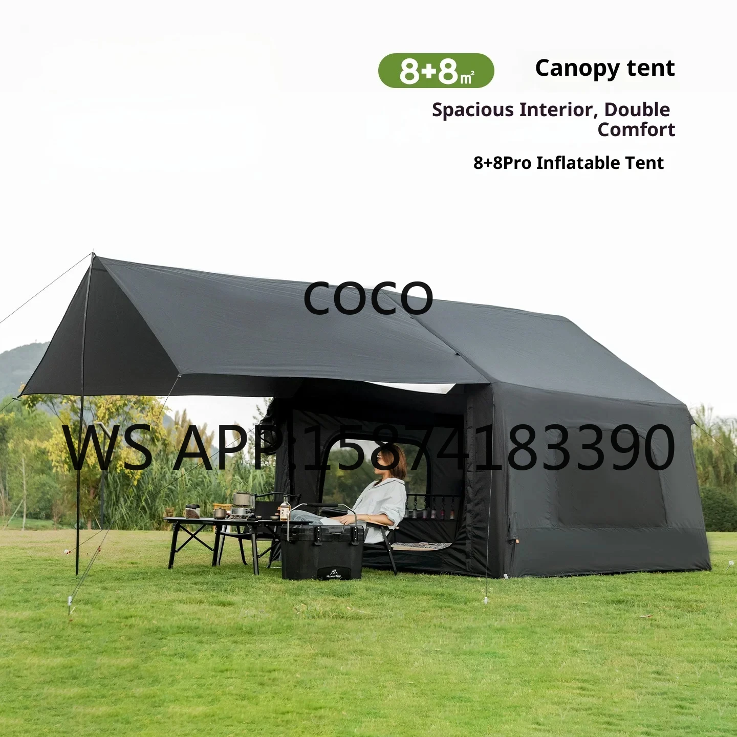 Tienda inflable de camping premium para familias, resistente al viento con amplio interior para hasta 6 personas