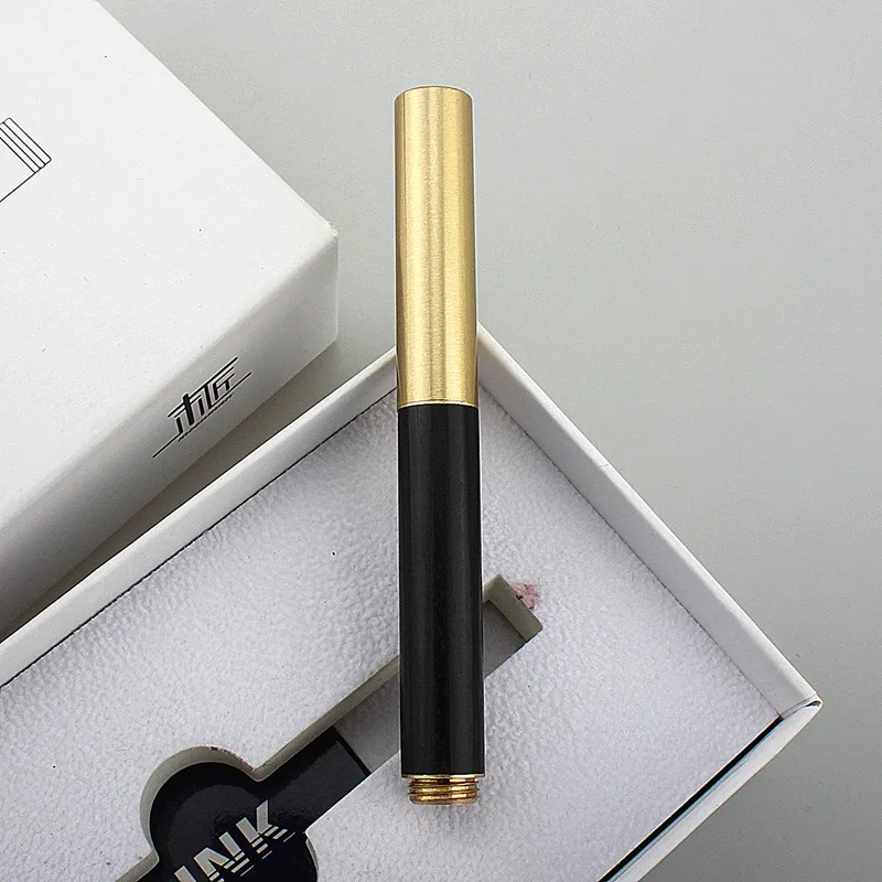 Luxury Quality Portable Pocket Exquisitely Designed Vintage Mini Brass Solid Wood Pen Office School Supplies Stationery Gifts