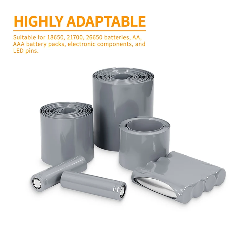 Lipo Battery Pack Cable Sleeve Lithium Insulated Film Wrap Case Protection 2~20M Grey 17mm~450mm PVC Heat Shrink Tube