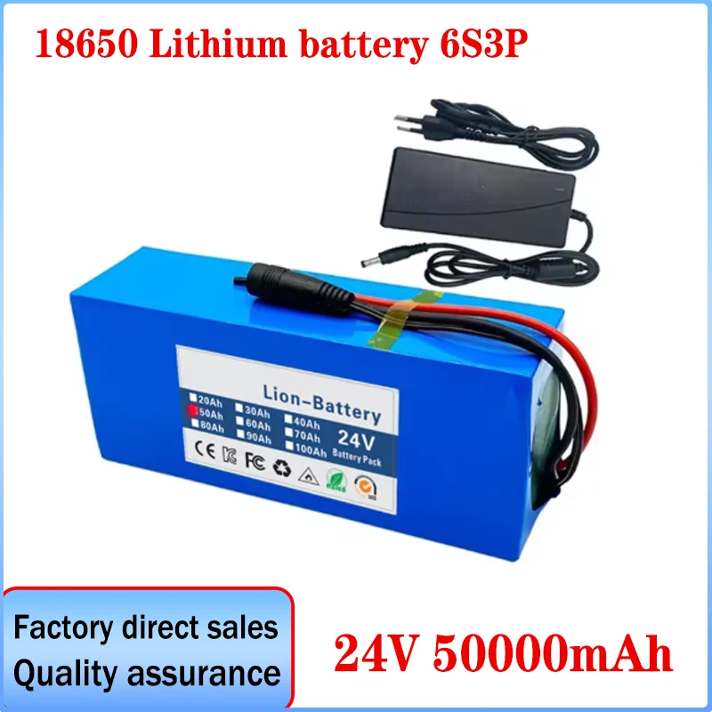 24V 30Ah 18650 batería de litio 6s3p 24V 30000mAh batería de iones de litio + cargador