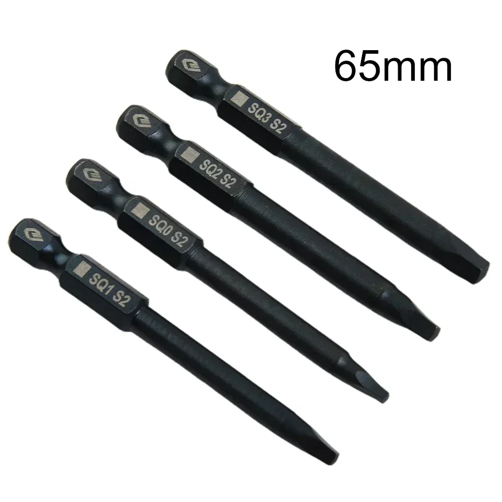 

4pcs 65mm SQ0 SQ1 SQ2 Square Head Screwdriver Bits Set 1/4Inch Shank Magnetic Screw Driver Electric Screwdriver Bits Hand Tool