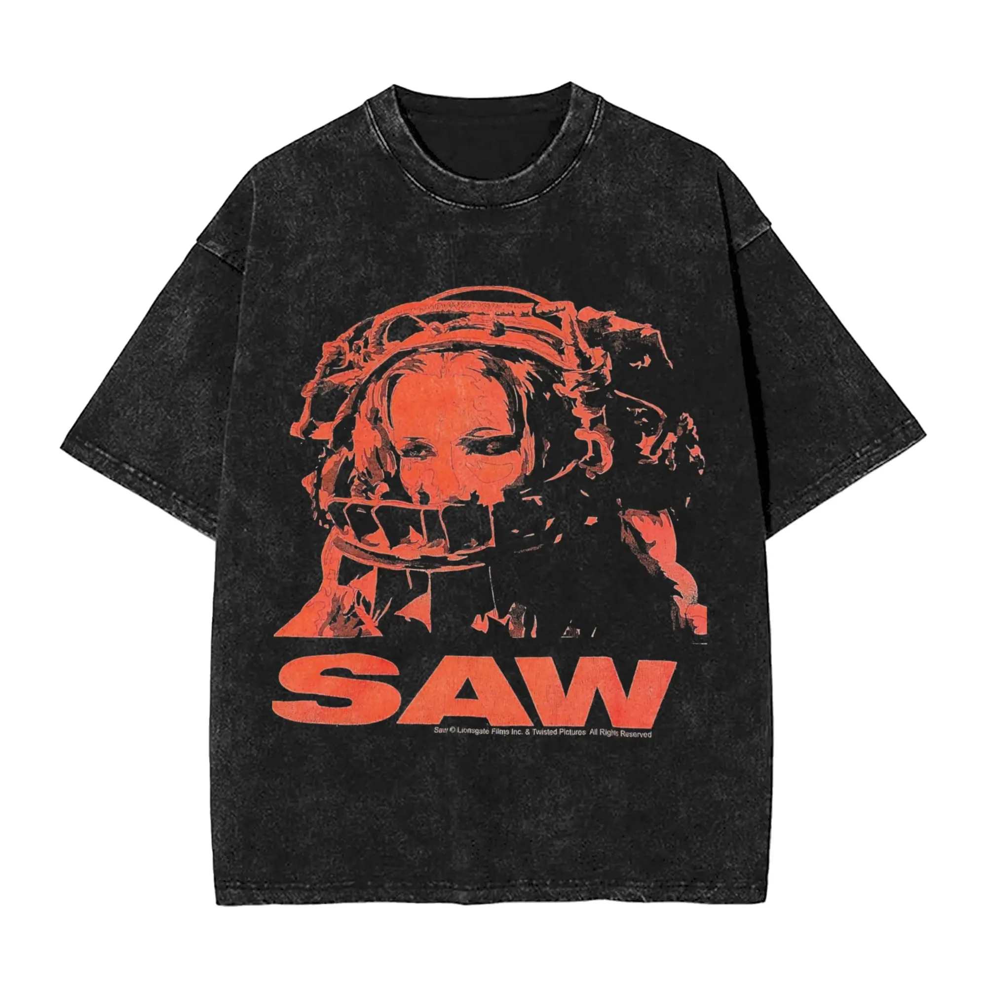 Saw Movie Bear Trap T Shirt Hip Hop Washed Cotton Oversize T-Shirts  Vintage for Men Women Tops Streetwear Printed Tees