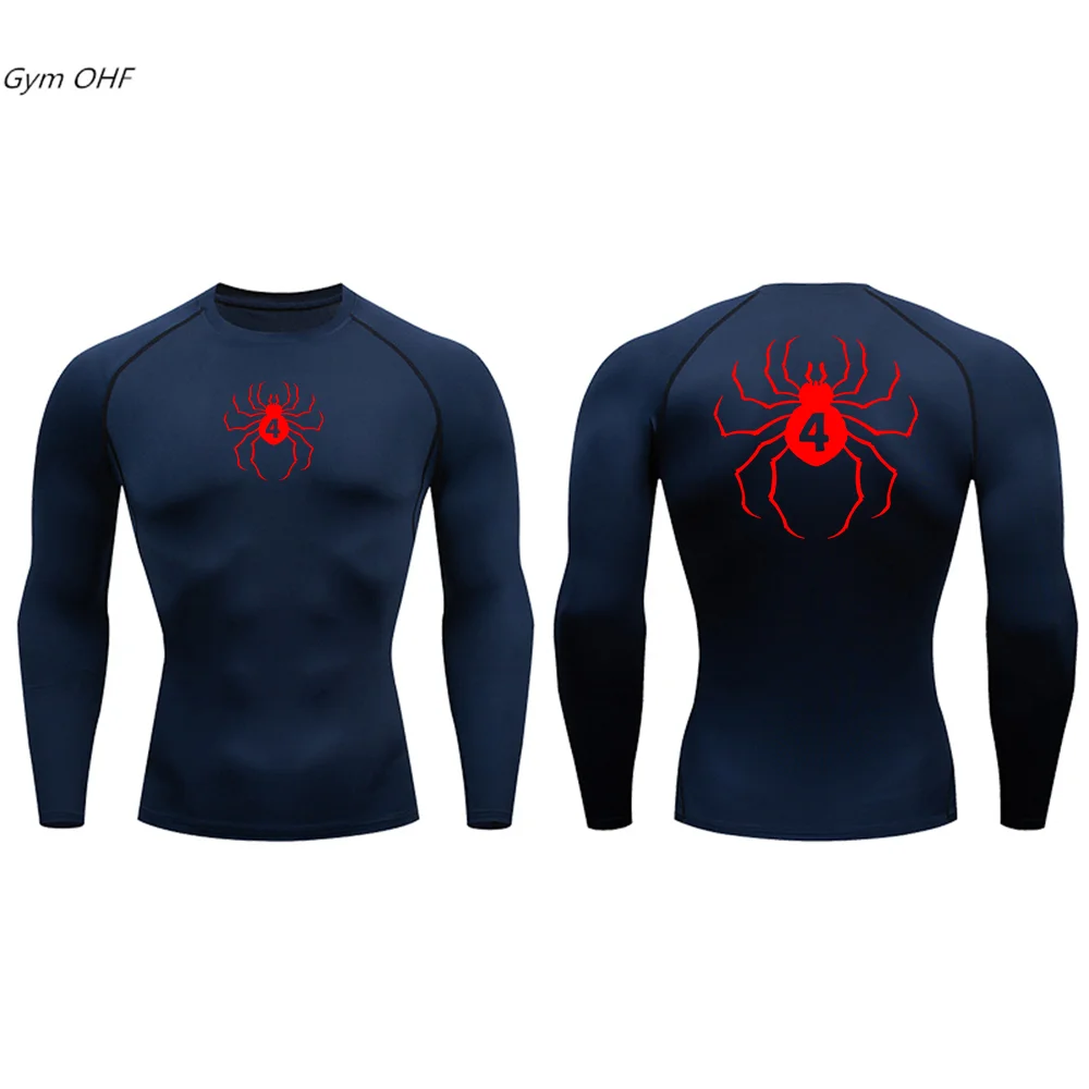 2099 Spider Print Compression Shirts For Men Gym Workout Fitness Long Sleeve Quick Dry Sportswear T Shirt Men Rashguard Running