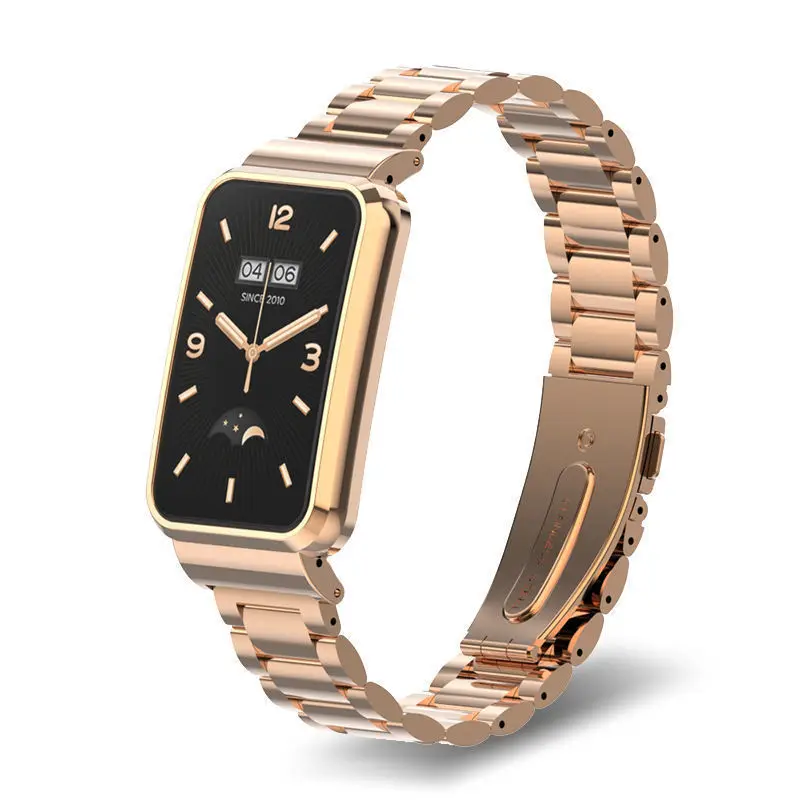 Stainless Steel Strap For Mi Band 7 Pro Smart Band Leather Bracelets+Metal Cover For xiaomi band 7 pro Watchband Protective Case