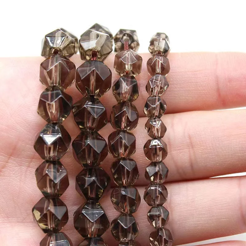 Natural Faceted Smoky Quartzs Crystal Stone Round Loose Spacer Beads 6/8/10mm For Jewelry Making Diy Woman Bracelet Necklace 15