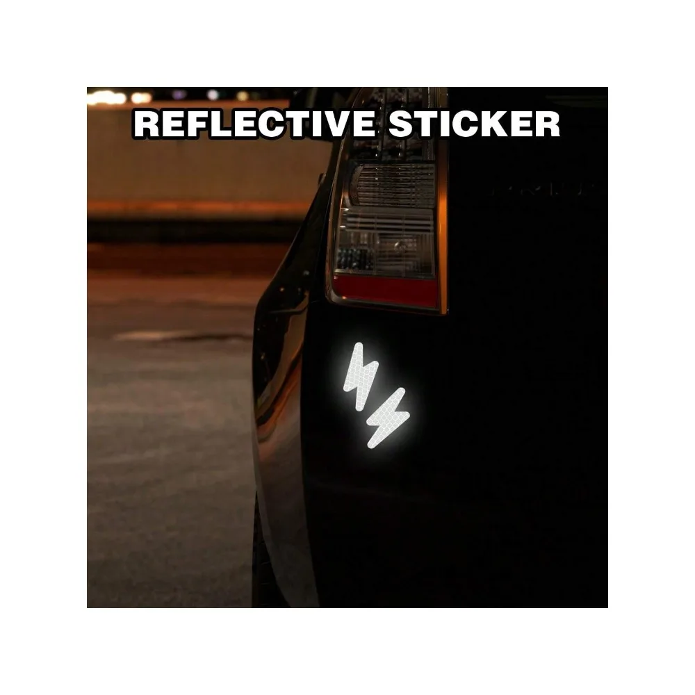 Reflective Lightning Sticker Set 10PCS Safety Warning Vinyl Decals for Car Bumper Trunk Motorcycle Helmet Night Visibility Decor