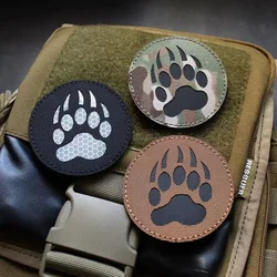 Bear Paw Morale Badge Infrared Reflection Hook and Loop Patches Tactical Armband Outdoor Equipment Backpack Decoration Stickers