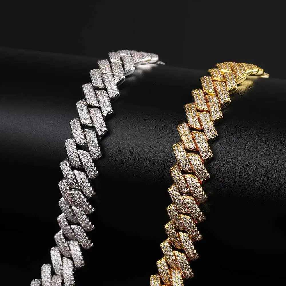 Luxury Premium Custom Moissanite Cuban Link Necklace 925 Silver Hip Hop Jewelry Iced Out Style Chain for Men Women Wedding Party