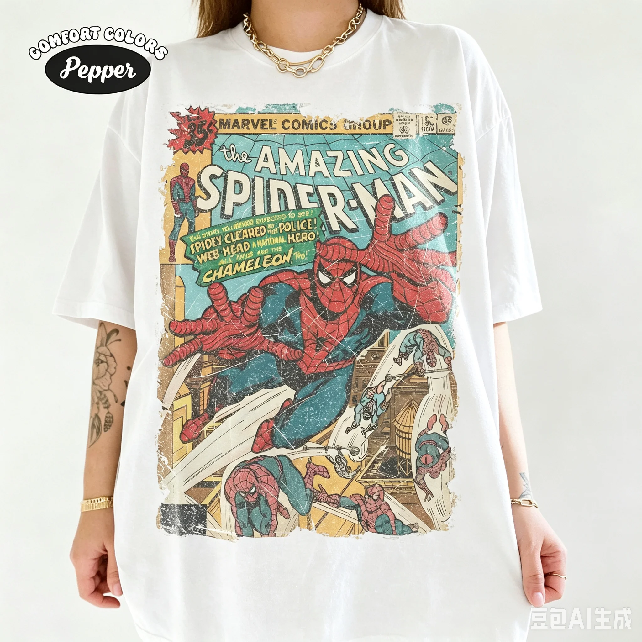 2026 New Movie Spider-Man Brand New Day Tom Holland Retro Print T Shirt Men Women Y2K Harajuku Loose Casual Tee Street Fashion view 3