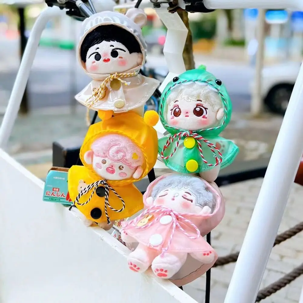 10cm Cotton Dolls Fashion Clothes PU Leather Jacket Coat Cute Cartoon Animals Transparent Raincoat Cloak for 1/11 1/12 bjd Doll