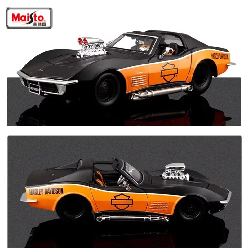 

Maisto 1:24 Chevrolet Harley Version Corvette 1970 Alloy Sports Car Model Diecast Metal Toy Racing Car Model Simulation Kid Gift