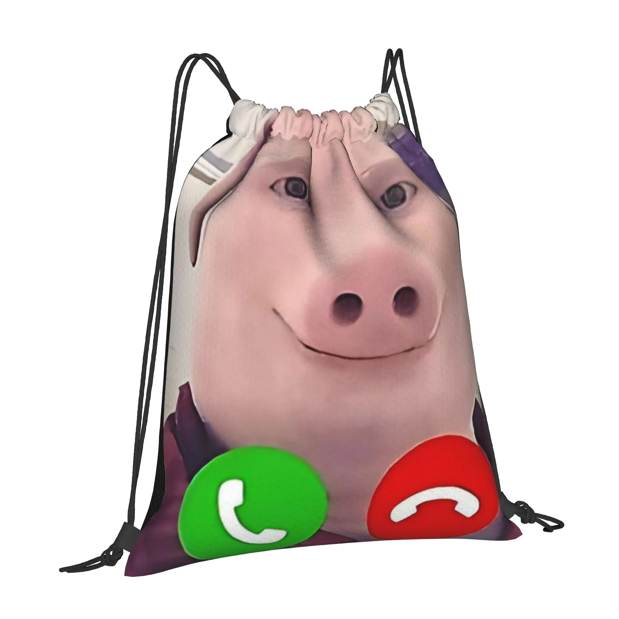 John Pork Is Calling 1 John Pork Portable Travel Drawstring Backpack Riding Backpack Gym Clothes Drawstring Bags