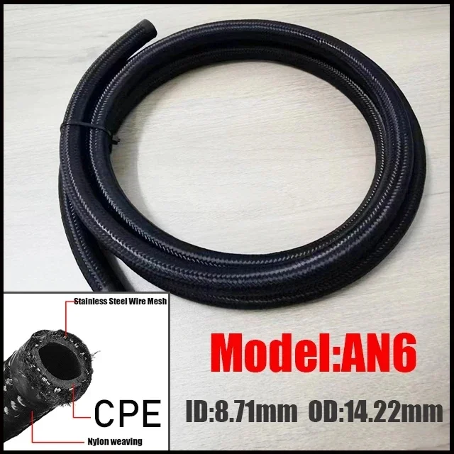 AN4 AN6 AN8 AN10 AN12 AN16 AN20 Universele Auto Brandstofslang Olie Gasleiding Nylon Staal Gevlochten Radiator Remslang CPE Pijp 1 ~ 10M