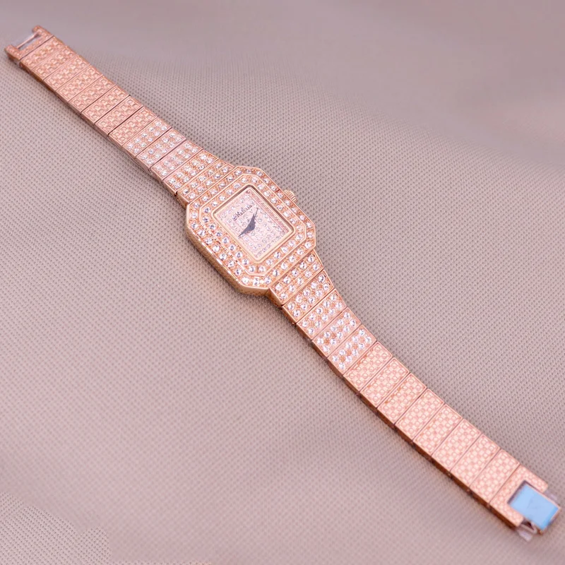 Luxury Melissa Lady Women's Watch Elegant Full Rhinestone Cute Fashion Hours Bracelet Crystal Clock Girl Birthday Gift Box