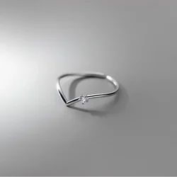 New Fashion Simple Single Circle V-shaped Thin Rings For Women Crystal Zircon Summer Open Ring Accessory Female Daily Ring Gifts