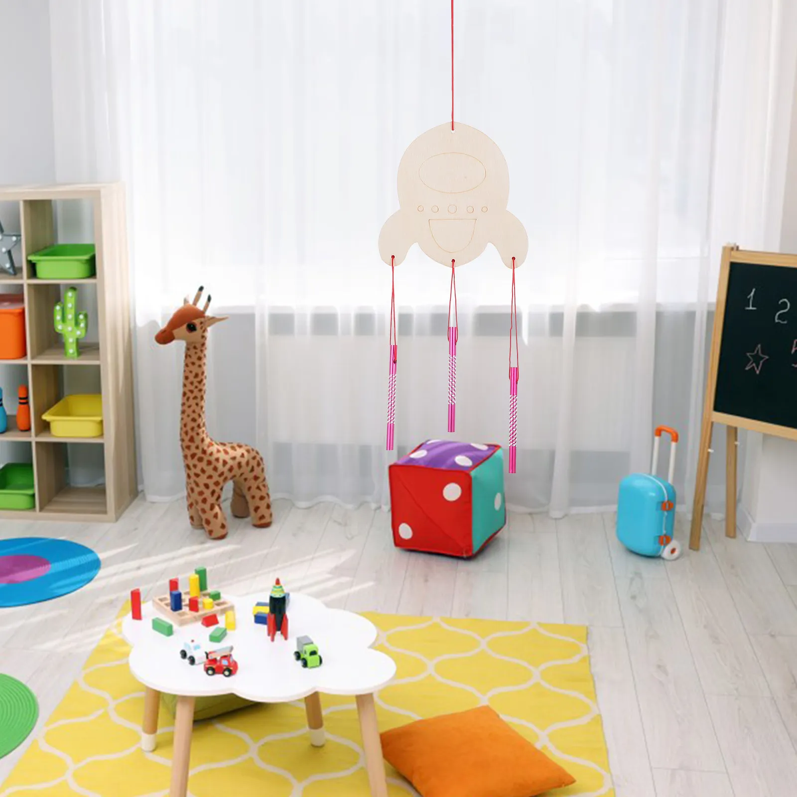 

4 Sets Creative DIY Wind Chime Kit for Kids Blank Wooden Craft Painting Preschool Art Classroom Home Decor Wind Chime Making