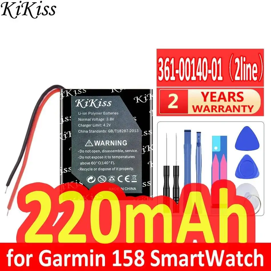 

Стабильная батарея 220 мАч для GPS-часов Garmin Forerunner 55 с быстрой зарядкой, 361-00140-01, 301927, 2 провода