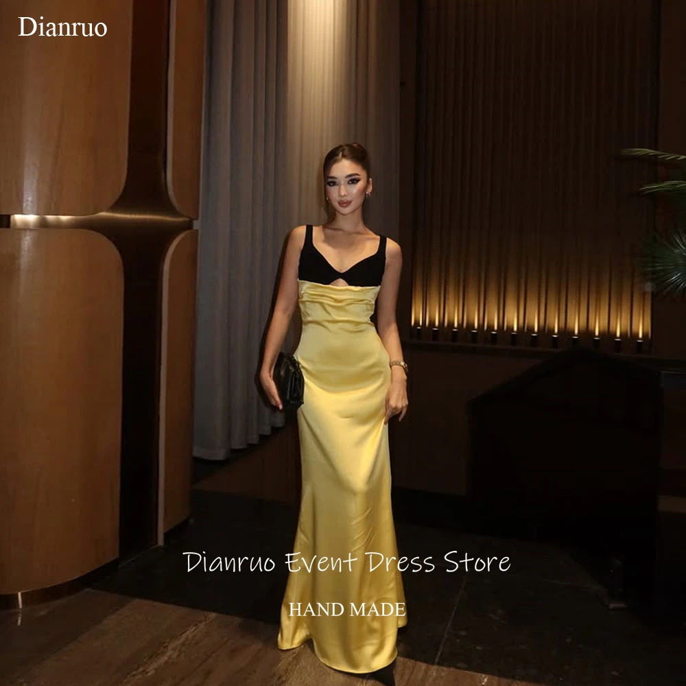 

Dianruo Color Contrast Spaghetti Straps Evening Dresses Unique Cut Out Robes De Soirée Long 2026 Vestidos Para Mujer Customized