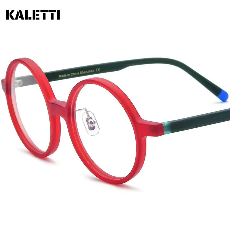 Retro multi-color patchwork round frosted plate glasses frame men and women anti-blue light glasses frame